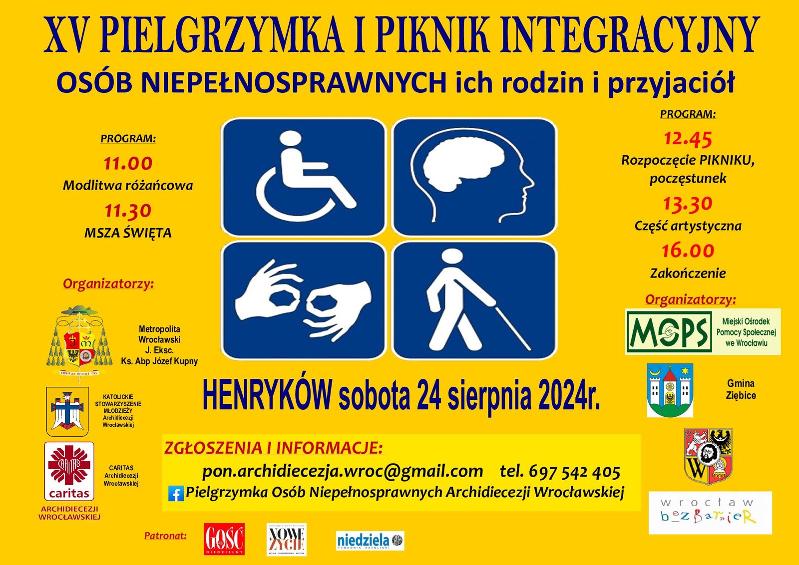 XV Pielgrzymka i Piknik Integracyjny Osób Niepełnosprawnych 2024